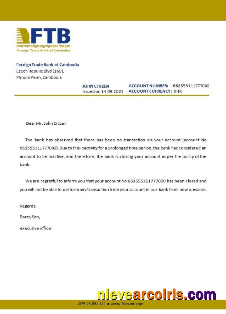 Cambodia Foreigntradebank closure reference